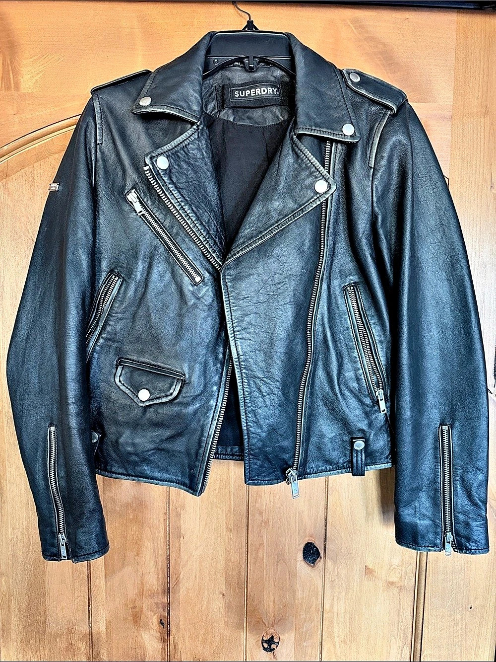 Superdry Women's Black Leather Moto Jacket